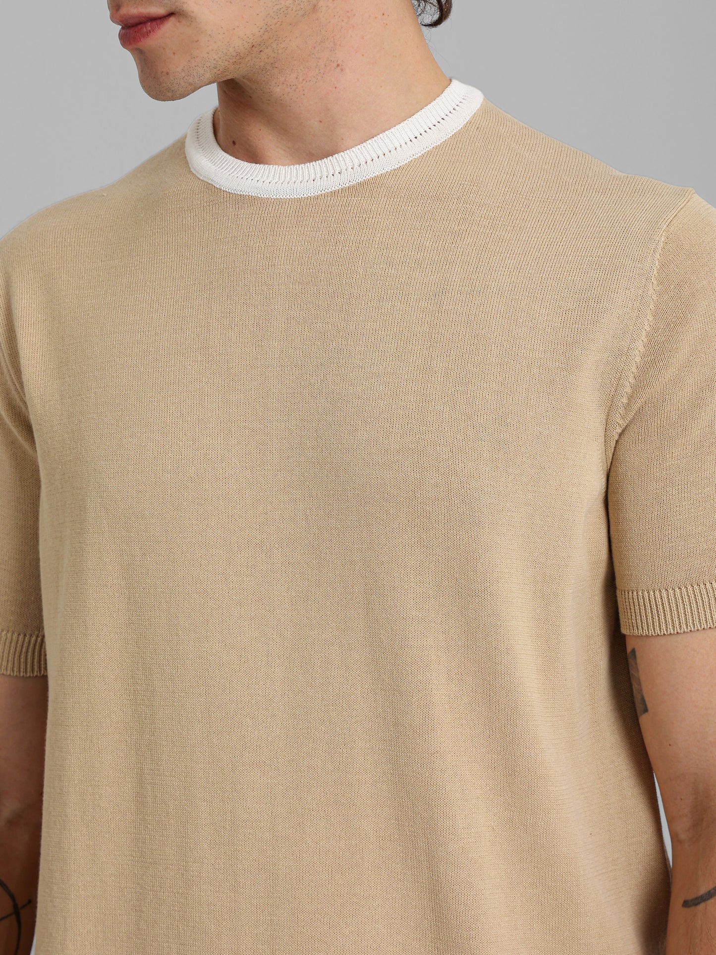 Short Sleeve Textured Casual Knitwear T-Shirt