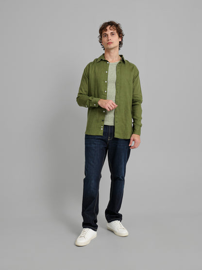 Basic Linen Long Sleeve Kent Collar Shirt