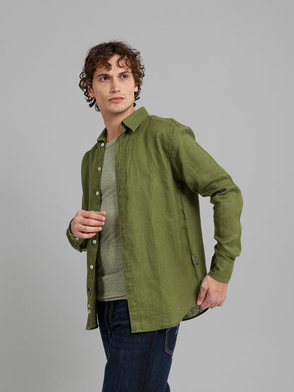 Basic Linen Long Sleeve Kent Collar Shirt