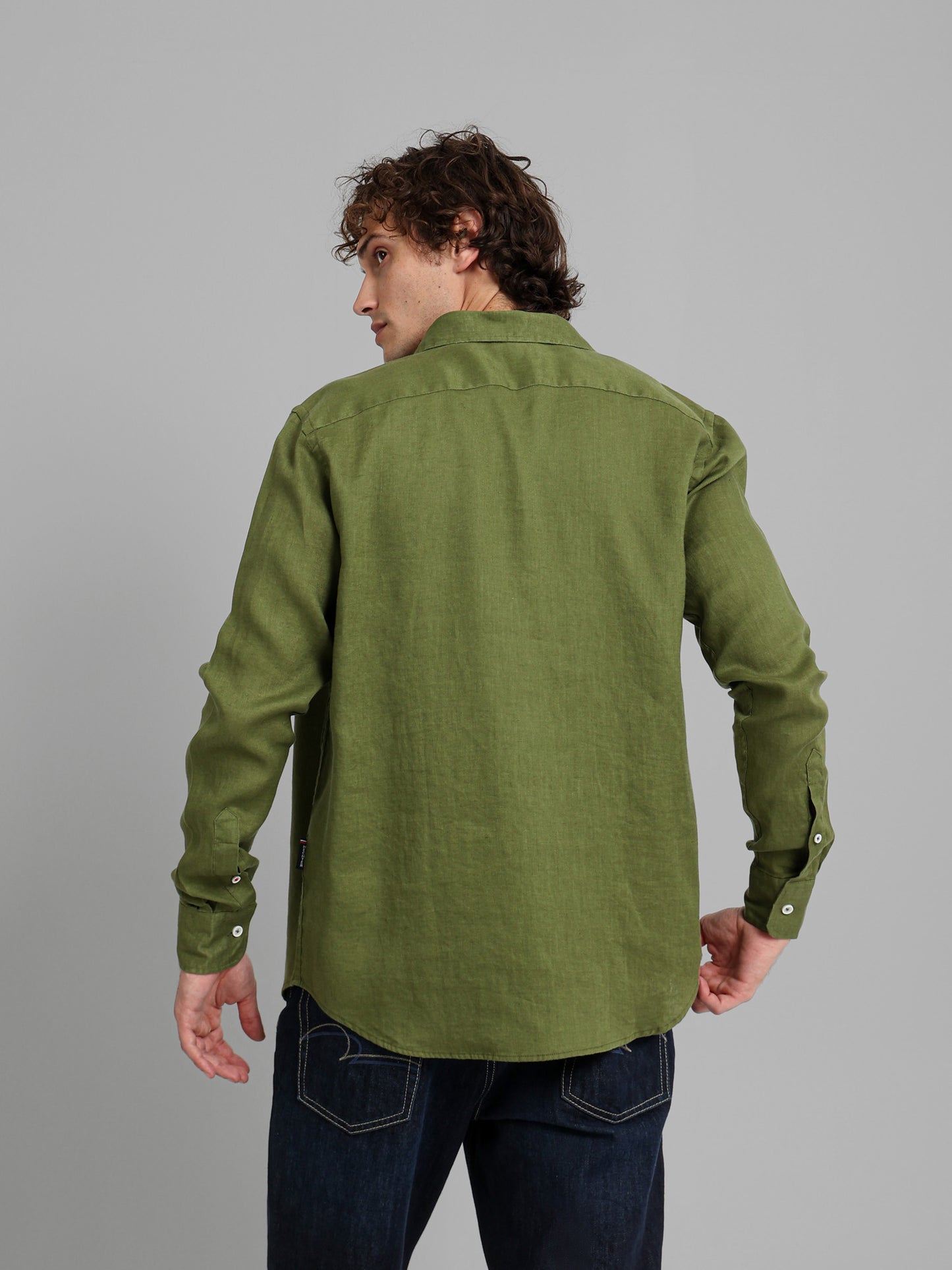 Basic Linen Long Sleeve Kent Collar Shirt