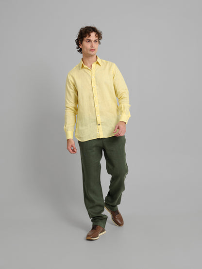 Basic Linen Long Sleeve Kent Collar Shirt