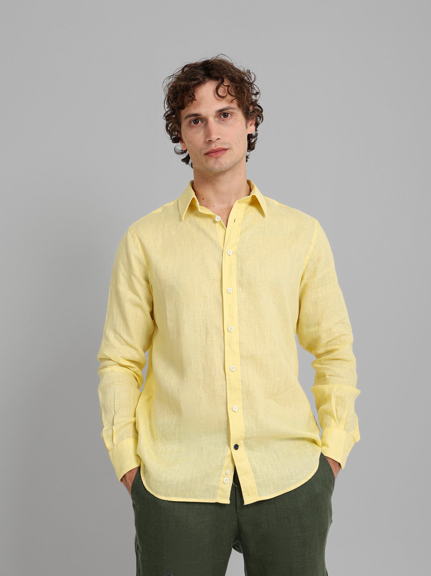 Basic Linen Long Sleeve Kent Collar Shirt