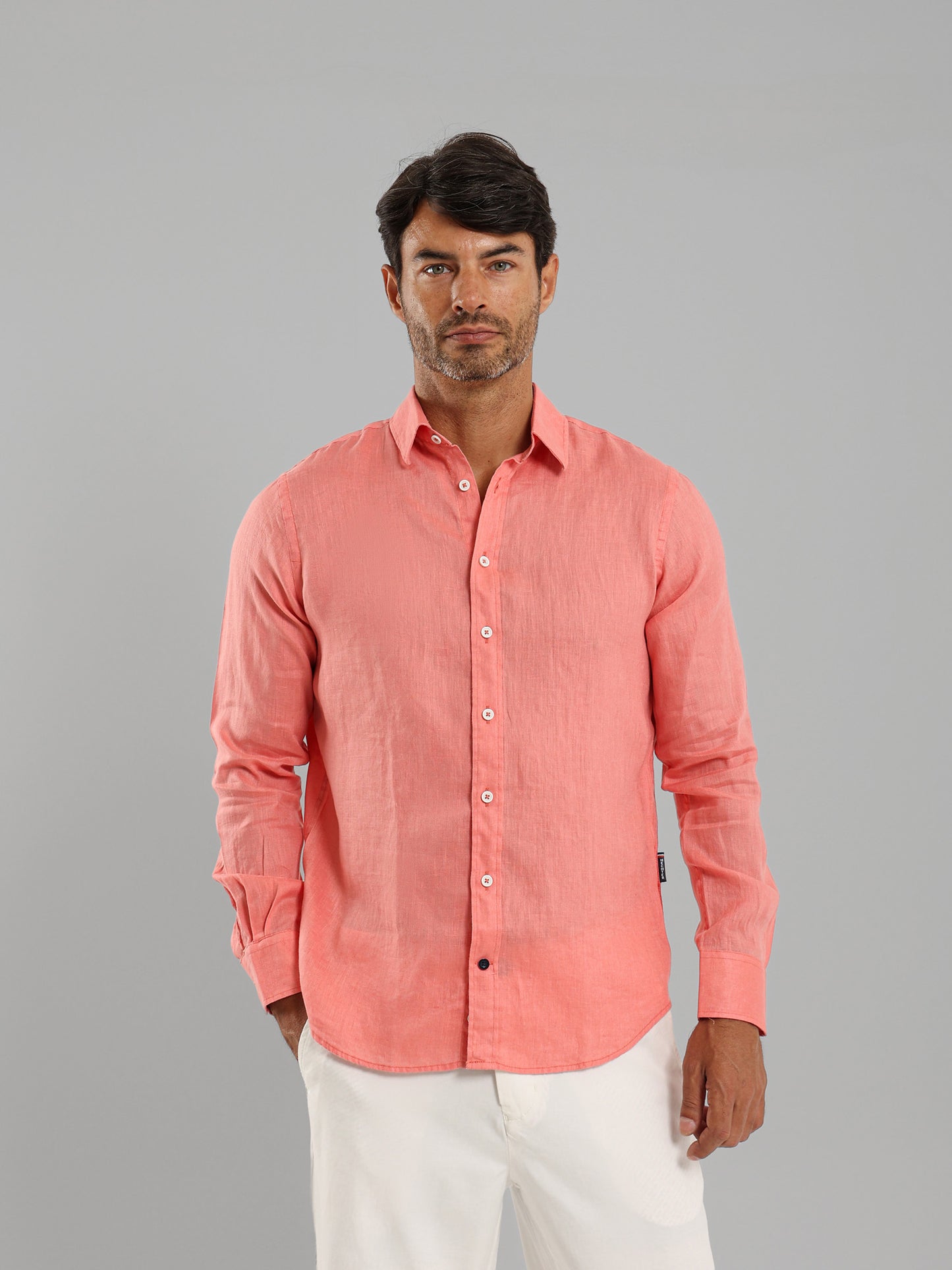 Basic Linen Long Sleeve Kent Collar Shirt