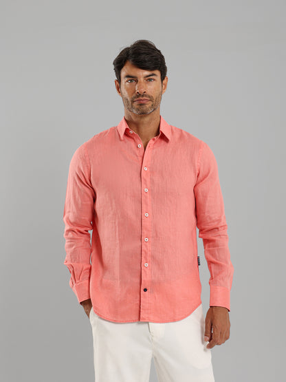 Basic Linen Long Sleeve Kent Collar Shirt