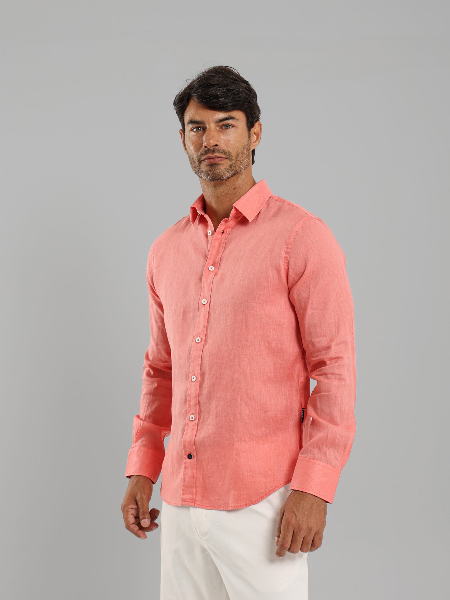 Basic Linen Long Sleeve Kent Collar Shirt