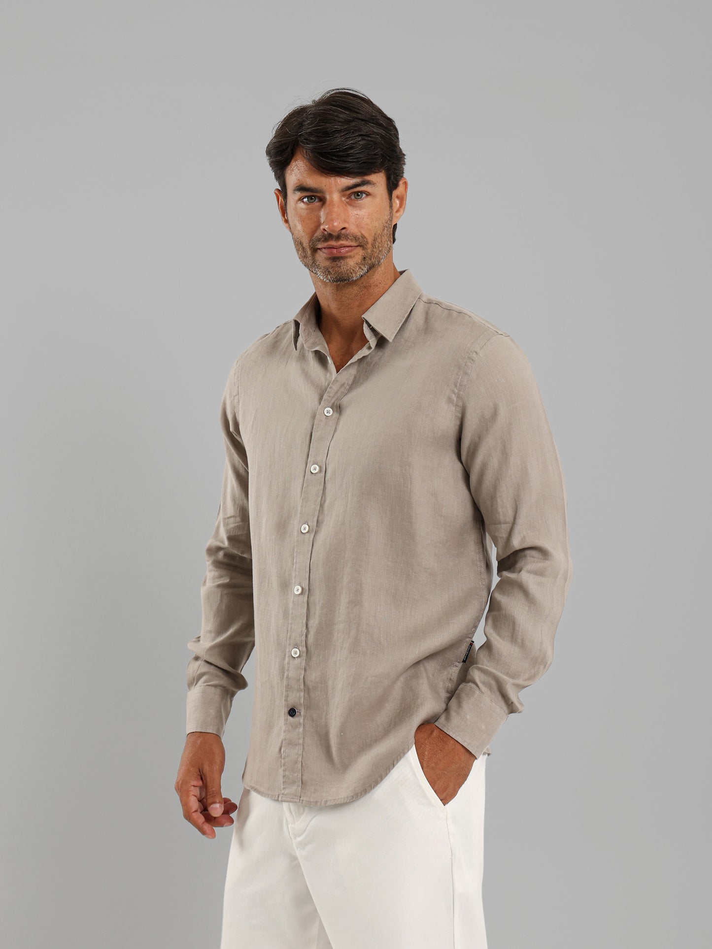 Basic Linen Long Sleeve Kent Collar Shirt