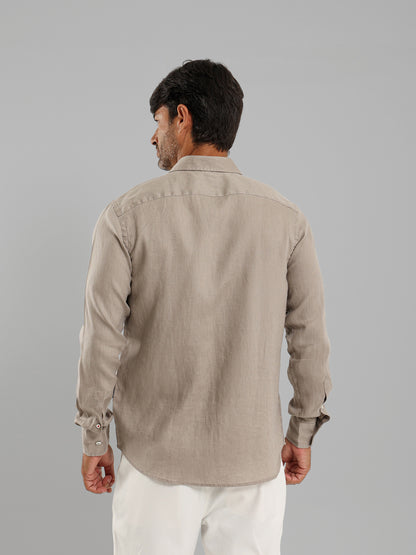 Basic Linen Long Sleeve Kent Collar Shirt