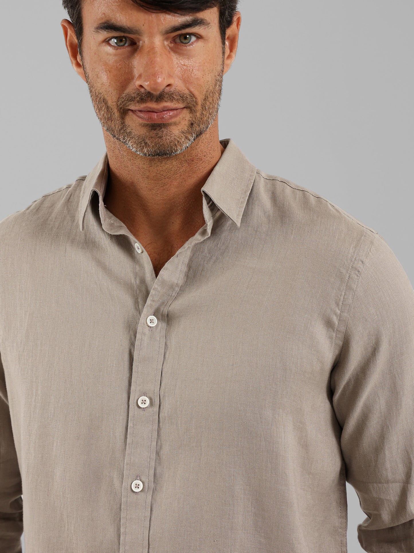 Basic Linen Long Sleeve Kent Collar Shirt