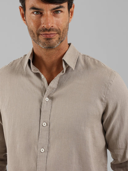 Basic Linen Long Sleeve Kent Collar Shirt