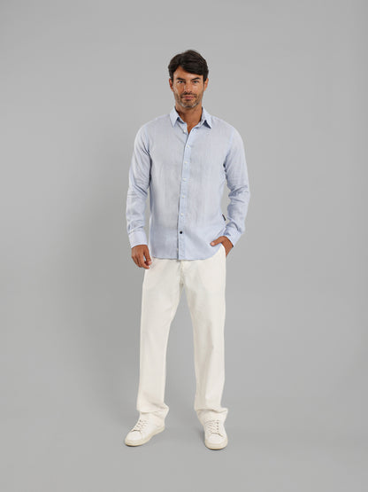 Basic Linen Long Sleeve Kent Collar Shirt