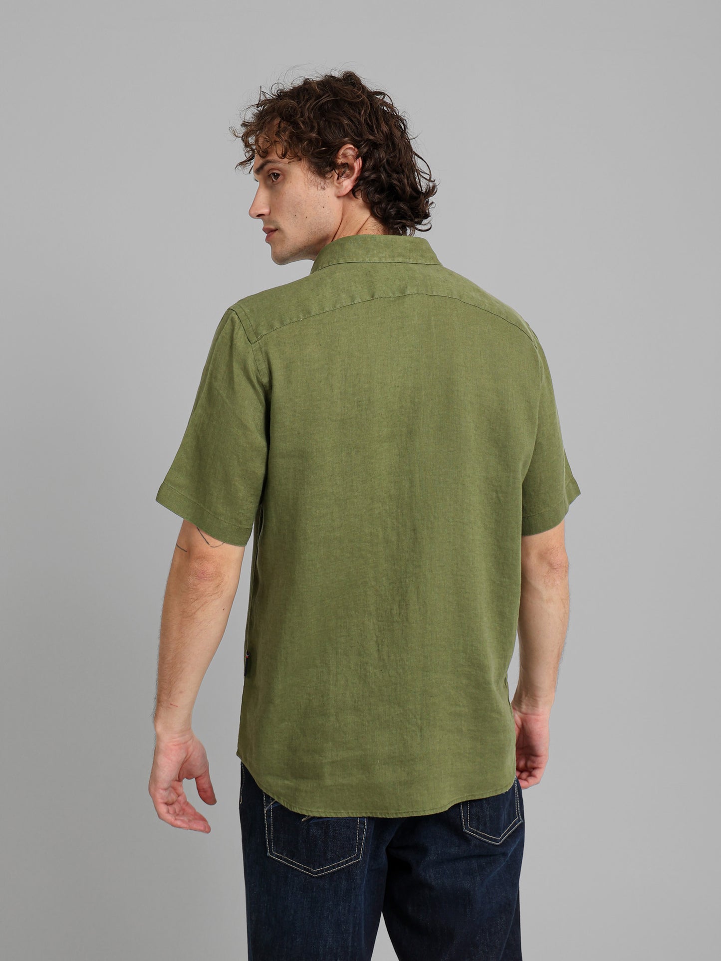 Basic Linen Short Sleeve Kent Collar Shirt
