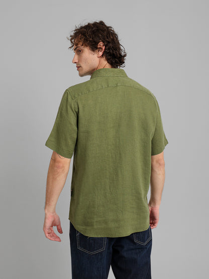 Basic Linen Short Sleeve Kent Collar Shirt