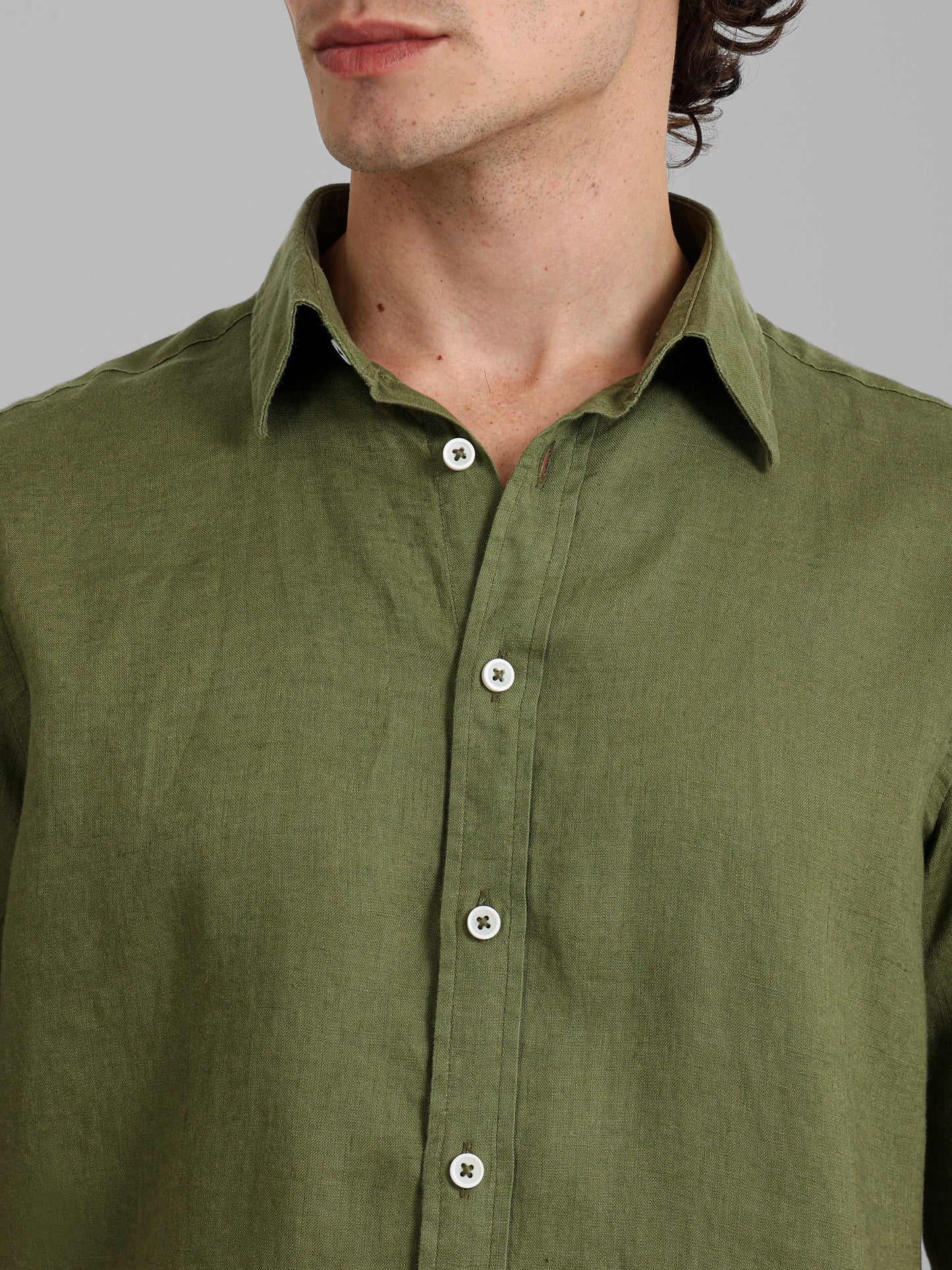 Basic Linen Short Sleeve Kent Collar Shirt
