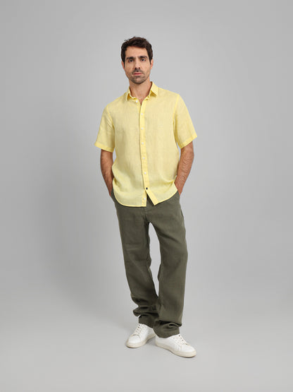 Linen Elastic Waist Cord Pants