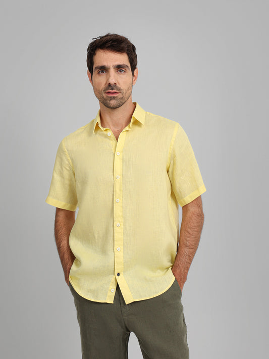 Basic Linen Short Sleeve Kent Collar Shirt