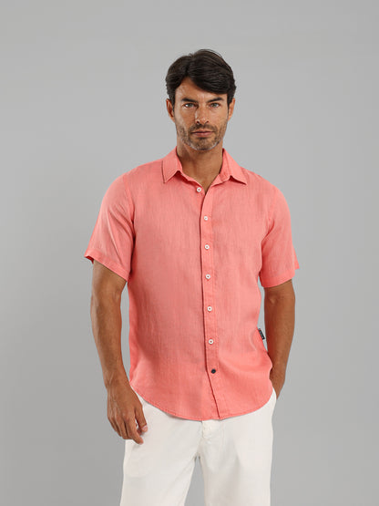 Basic Linen Short Sleeve Kent Collar Shirt