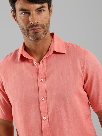 Basic Linen Short Sleeve Kent Collar Shirt