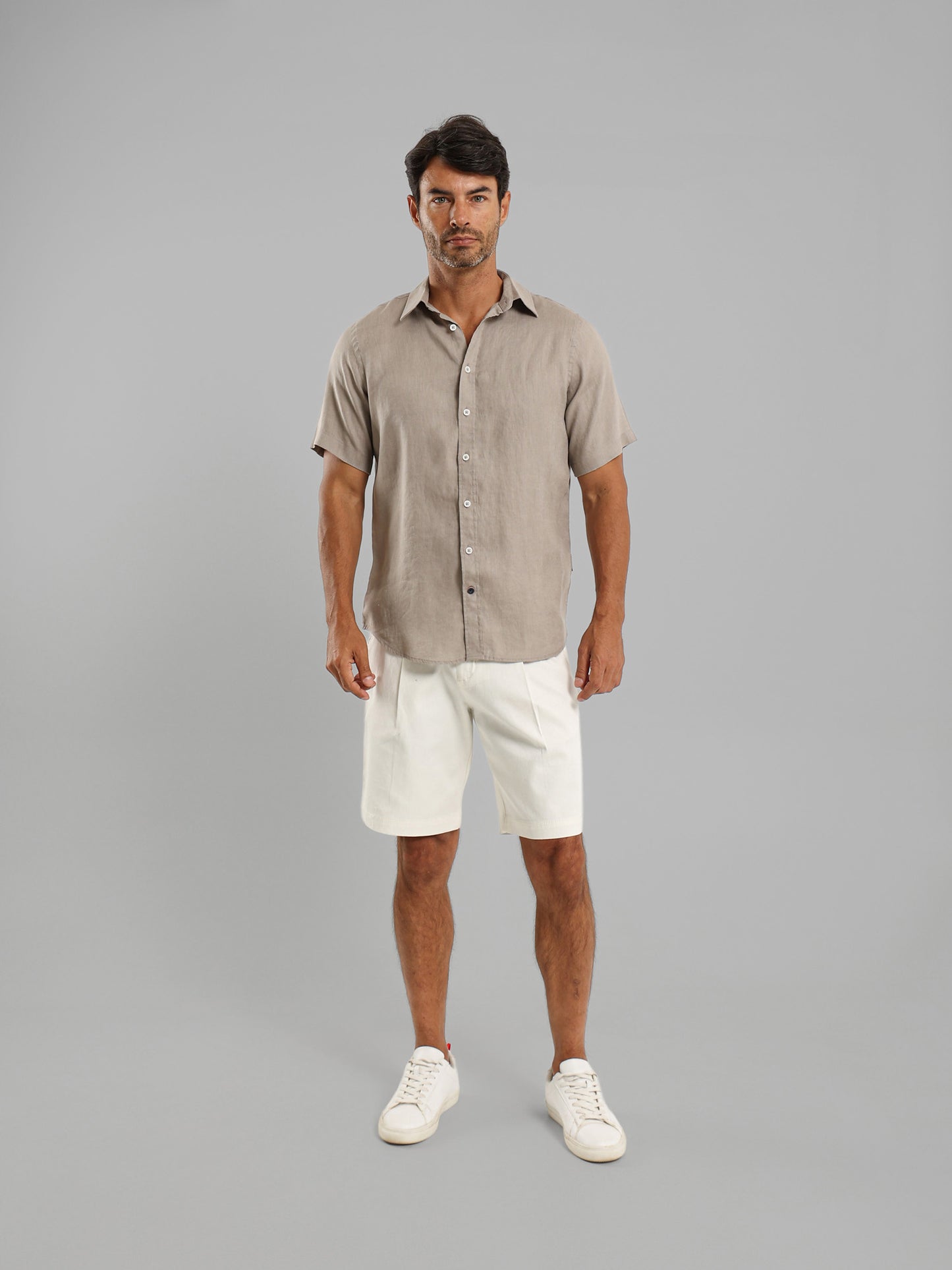 Basic Linen Short Sleeve Kent Collar Shirt