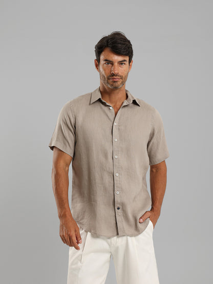 Basic Linen Short Sleeve Kent Collar Shirt