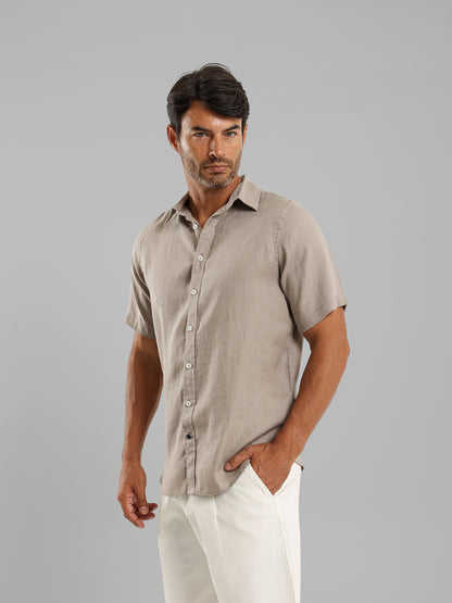 Basic Linen Short Sleeve Kent Collar Shirt