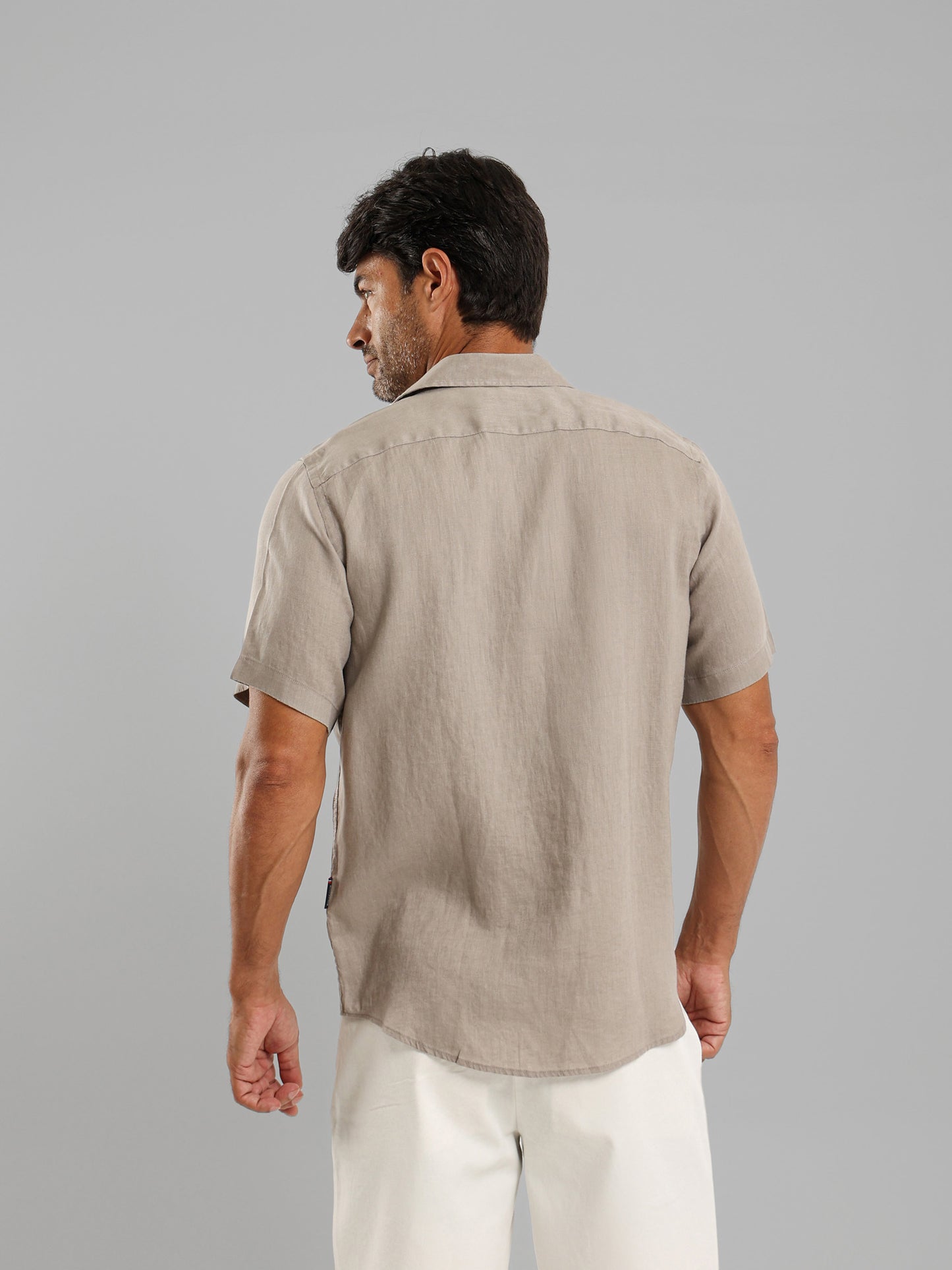 Basic Linen Short Sleeve Kent Collar Shirt