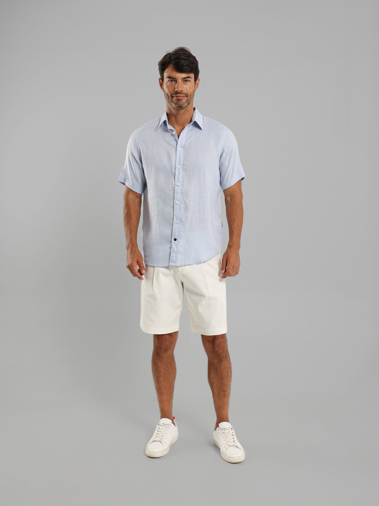 Basic Linen Short Sleeve Kent Collar Shirt
