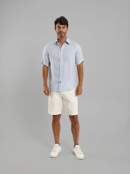 Basic Linen Short Sleeve Kent Collar Shirt
