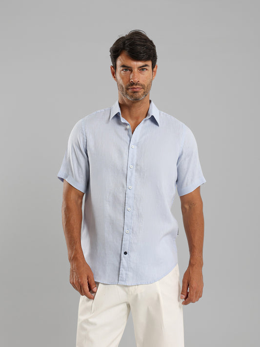 Basic Linen Short Sleeve Kent Collar Shirt