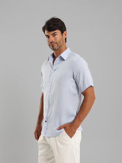 Basic Linen Short Sleeve Kent Collar Shirt