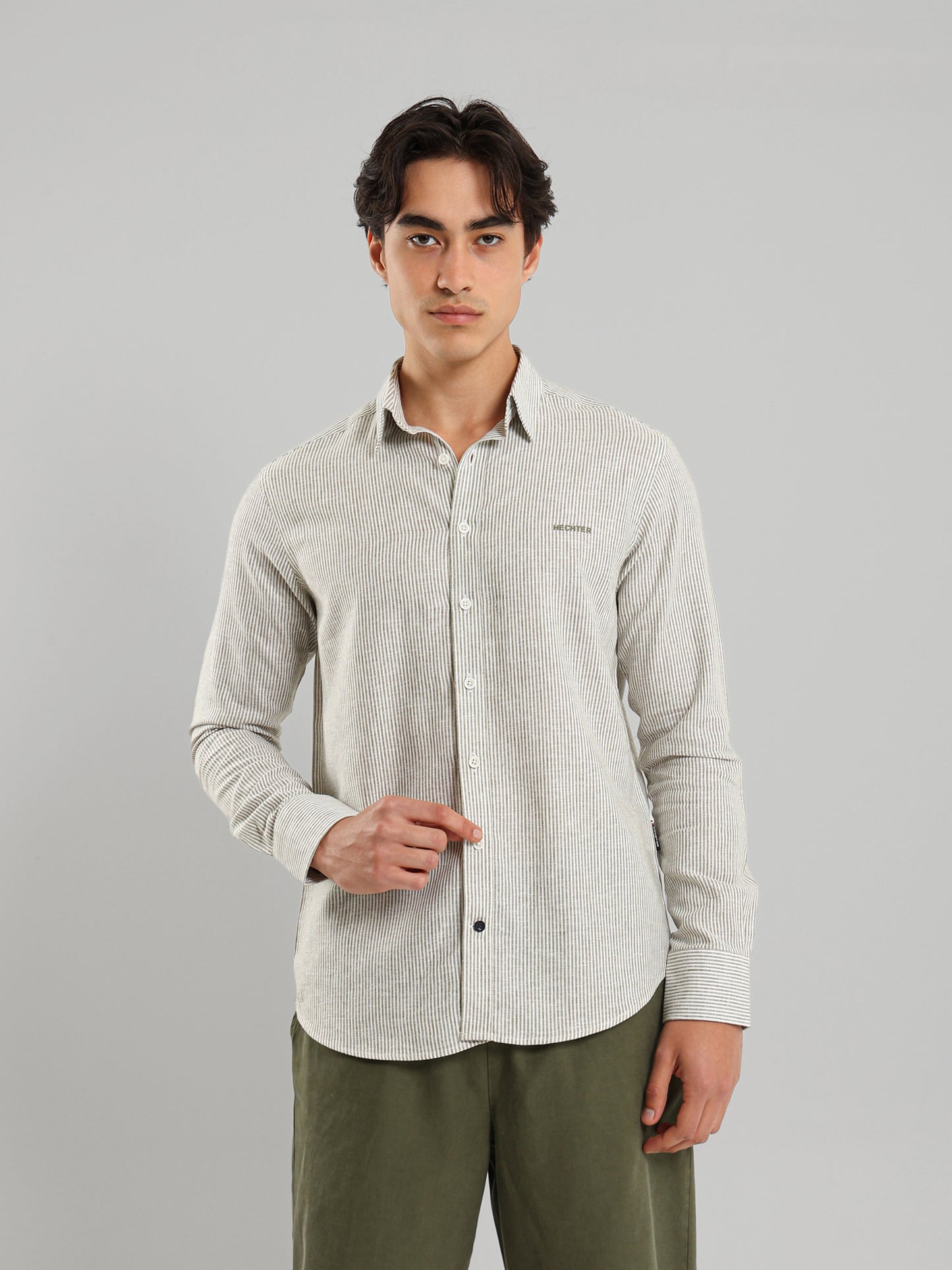All-Over Striped Long Sleeve Shirt