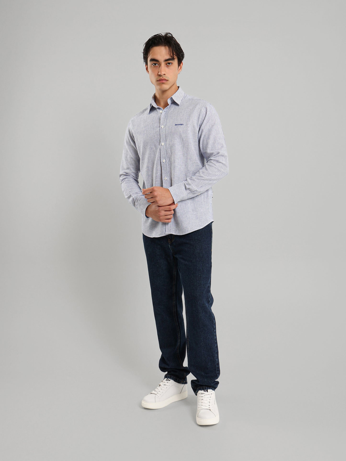 All-Over Striped Long Sleeve Shirt