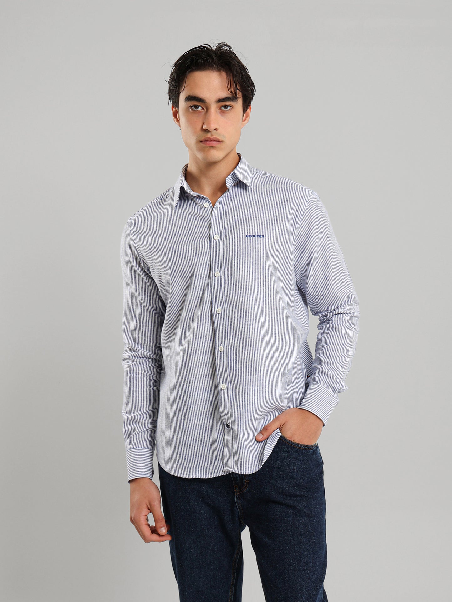 All-Over Striped Long Sleeve Shirt