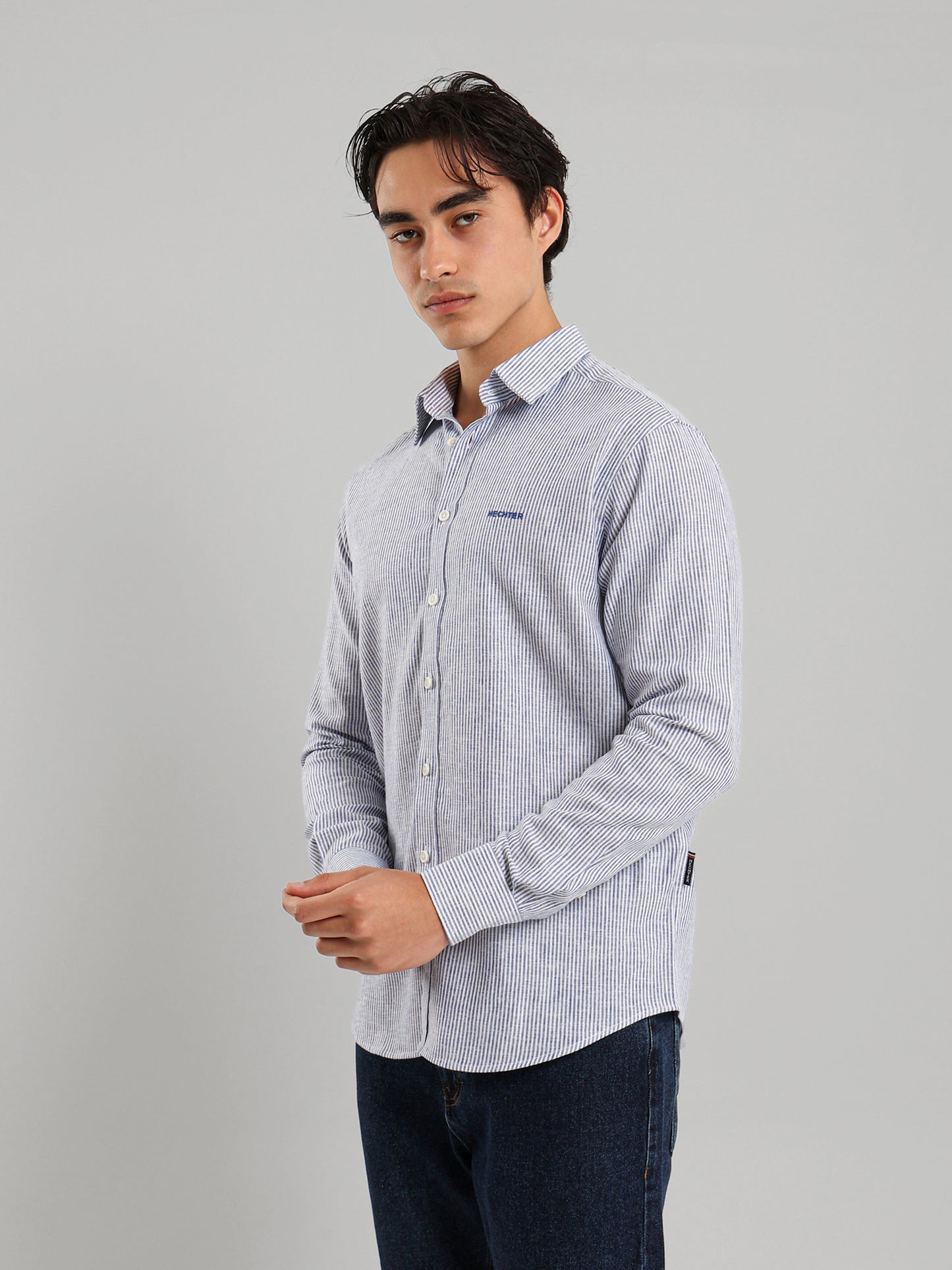 All-Over Striped Long Sleeve Shirt