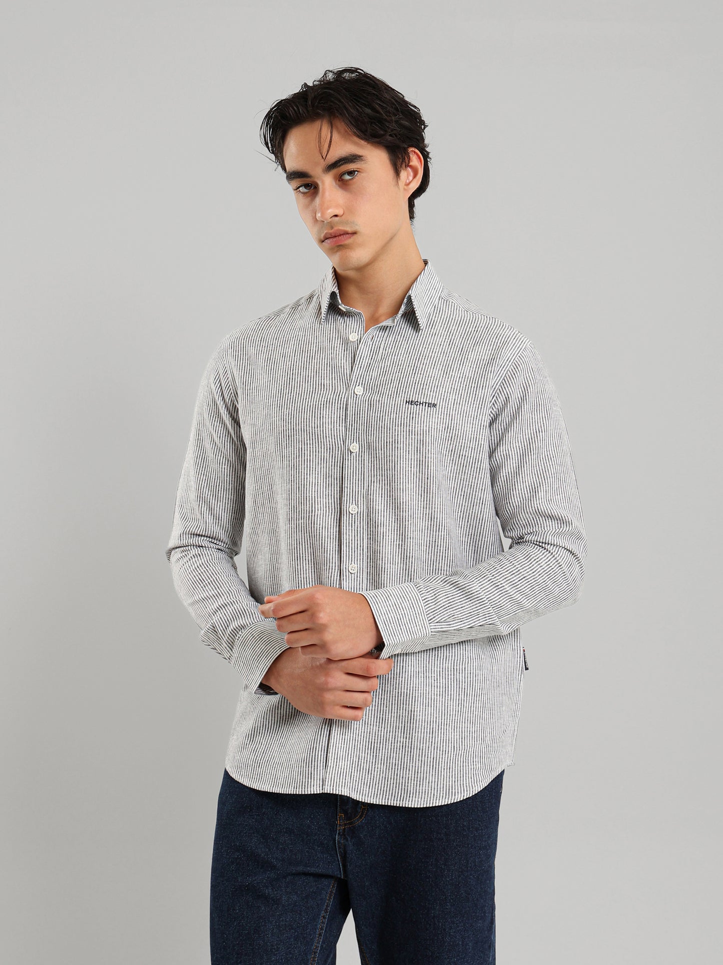 All-Over Striped Long Sleeve Shirt
