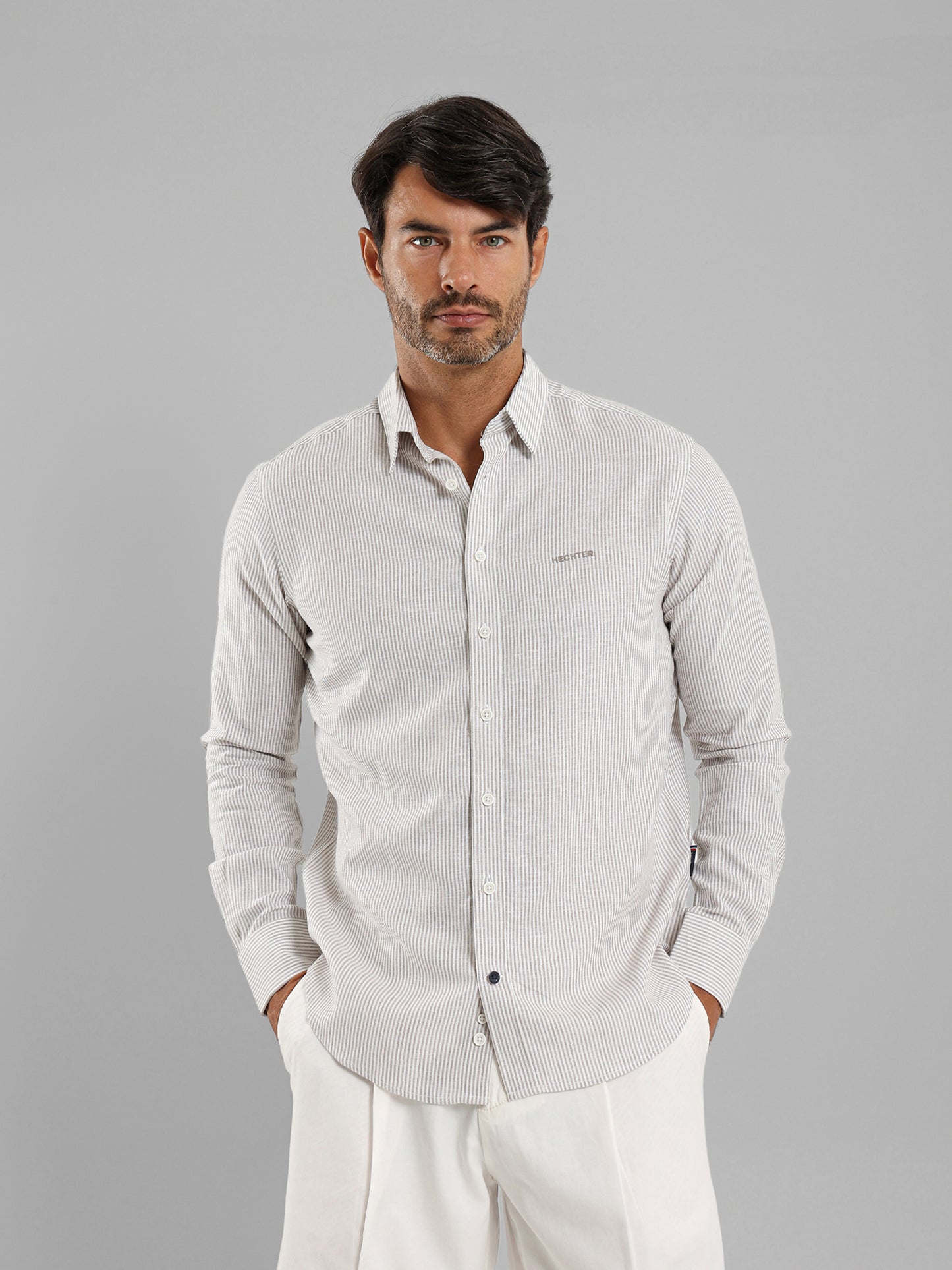 All-Over Striped Long Sleeve Shirt