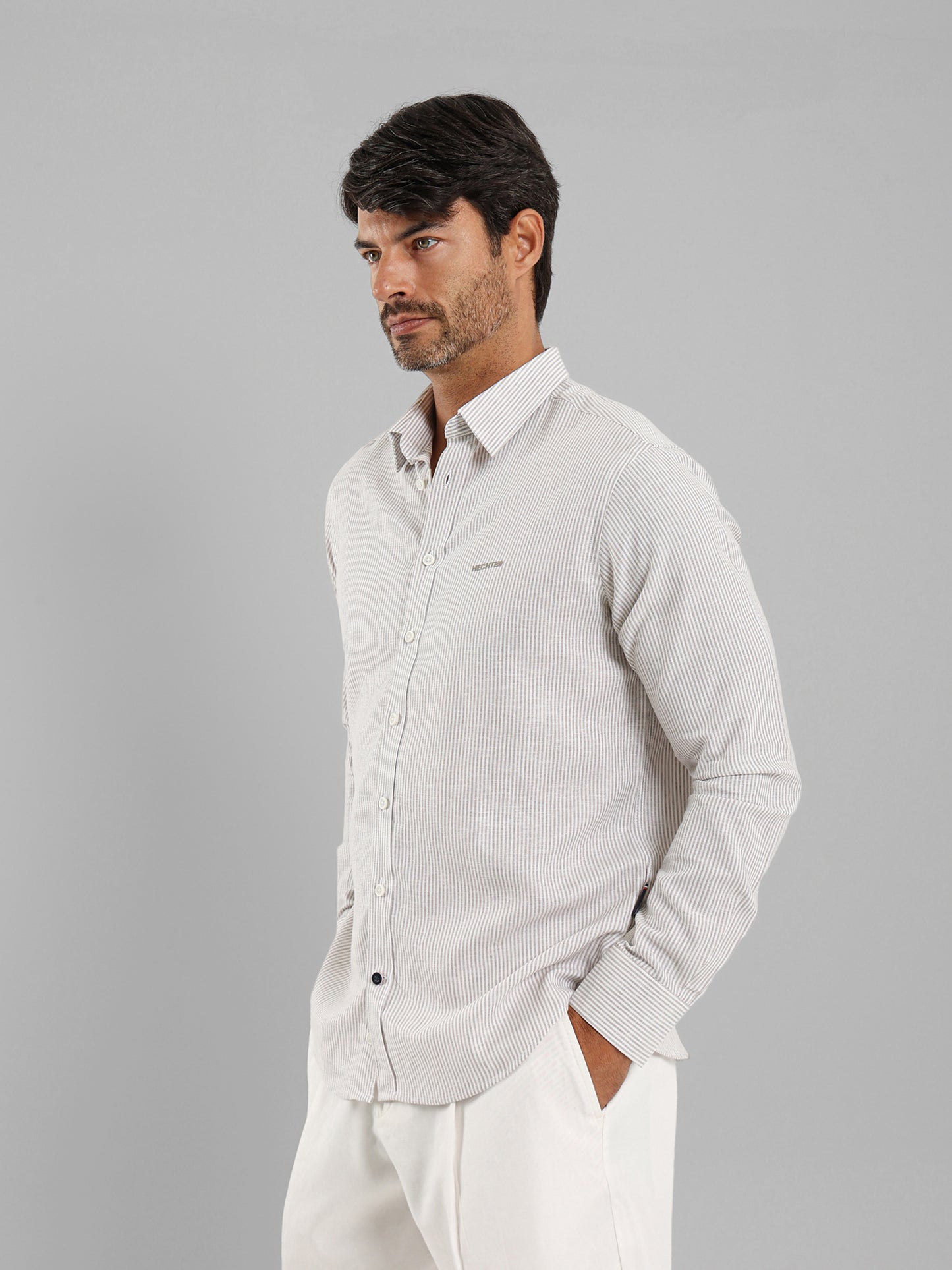 All-Over Striped Long Sleeve Shirt
