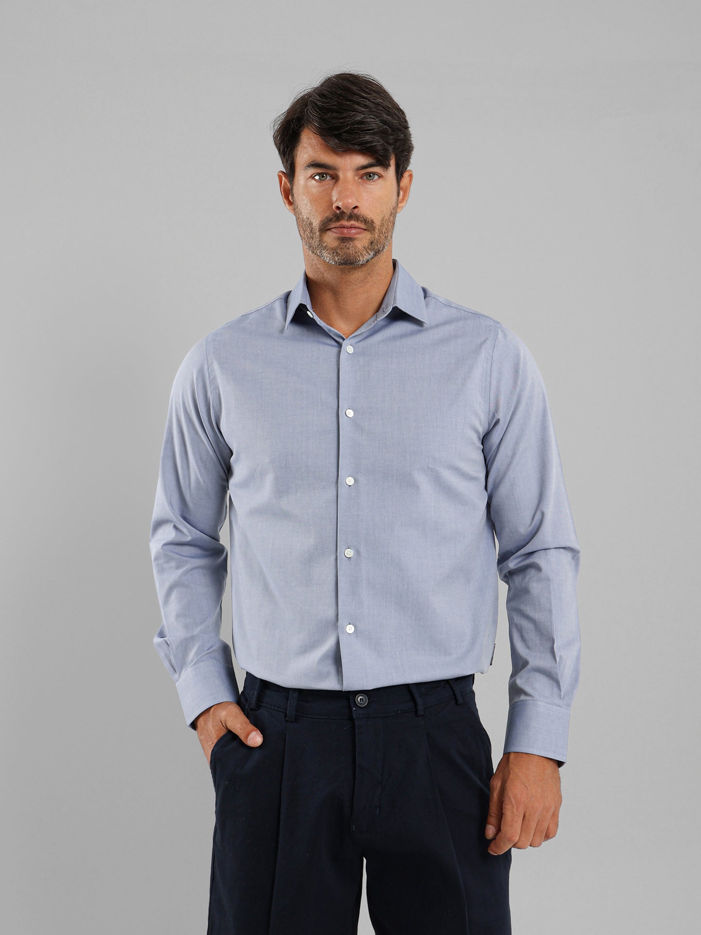 Long Sleeves Italian Collar Shirt