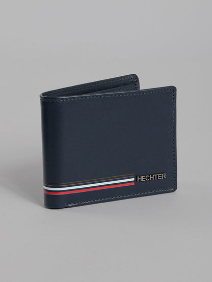 HECHTER Genuine Leather Bifold Wallet with Signature Stripe Detail