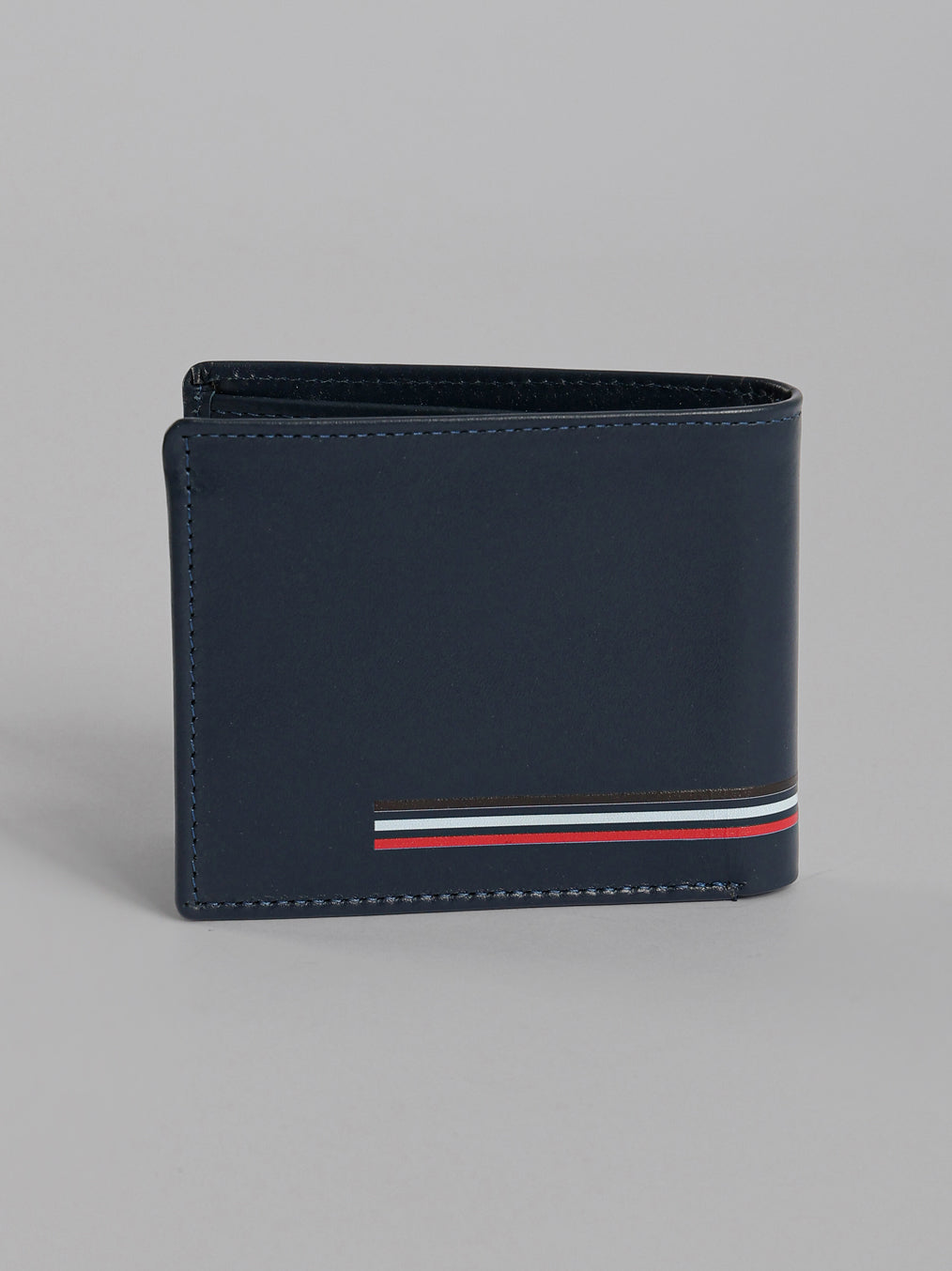 HECHTER Genuine Leather Bifold Wallet with Signature Stripe Detail