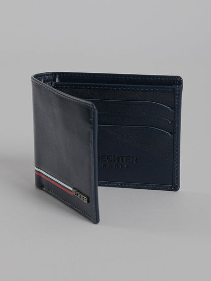 HECHTER Genuine Leather Bifold Wallet with Signature Stripe Detail