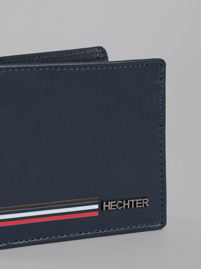 HECHTER Genuine Leather Bifold Wallet with Signature Stripe Detail