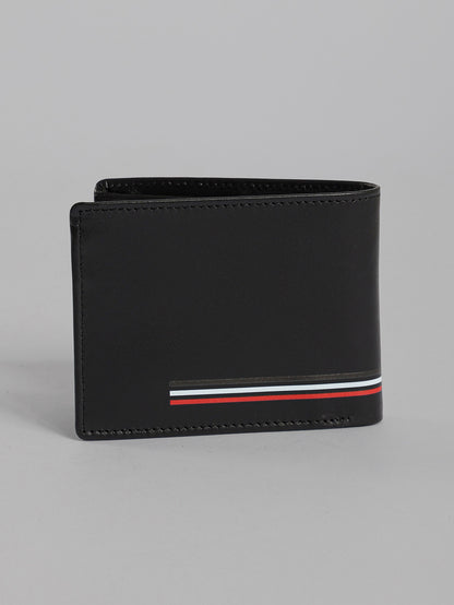 HECHTER Genuine Leather Bifold Wallet with Signature Stripe Detail