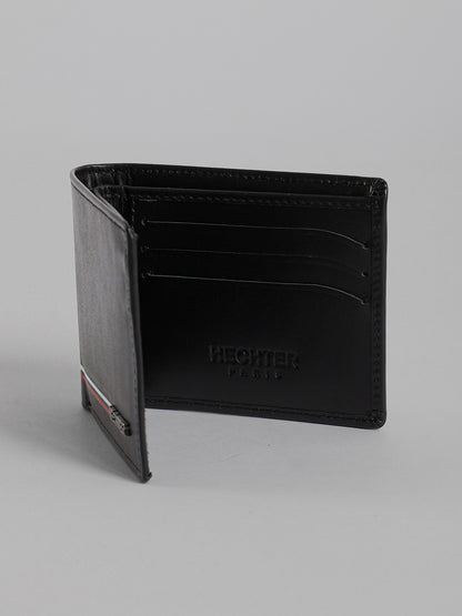 HECHTER Genuine Leather Bifold Wallet with Signature Stripe Detail
