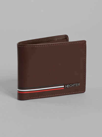 HECHTER Genuine Leather Bifold Wallet with Signature Stripe Detail