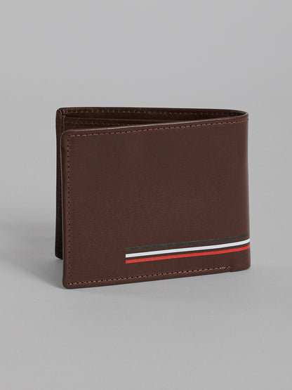 HECHTER Genuine Leather Bifold Wallet with Signature Stripe Detail