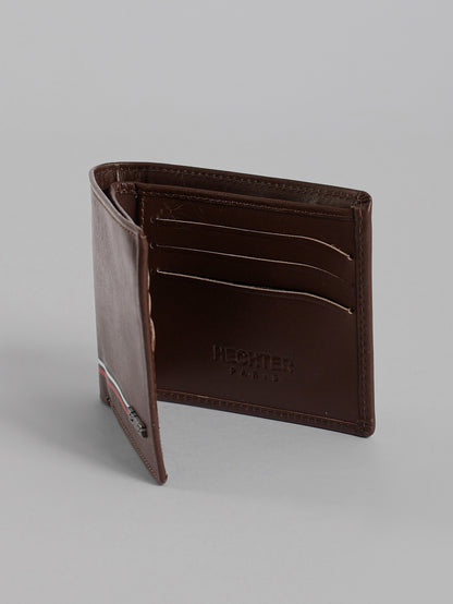 HECHTER Genuine Leather Bifold Wallet with Signature Stripe Detail