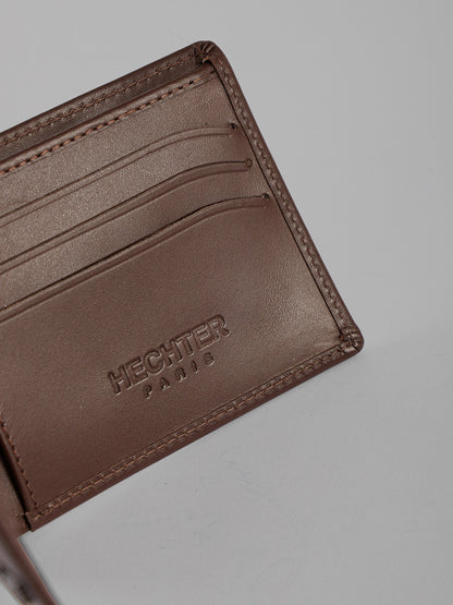 HECHTER Genuine Leather Bifold Wallet with Signature Stripe Detail