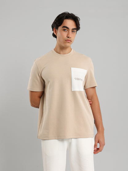 Contrast Pocket Round Neck T-Shirt