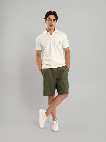 Embroidered Pocket V-Neck Polo Shirt