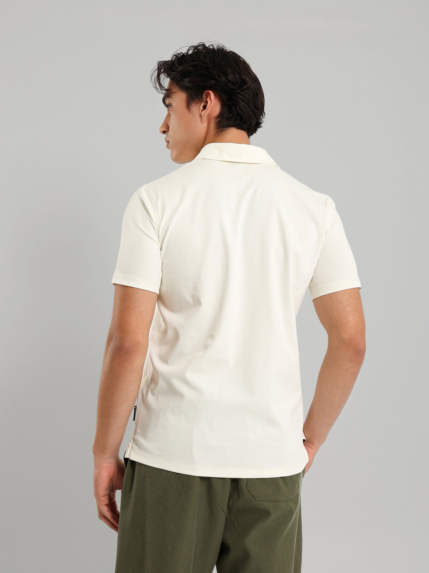 Embroidered Pocket V-Neck Polo Shirt
